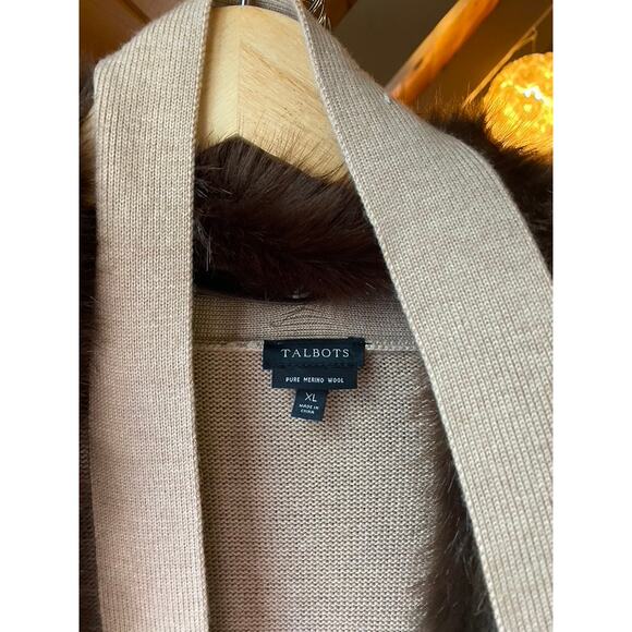 Merino Wool Cardigan Fur Collar - Picture 4 of 6